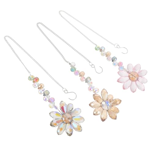 Veemoon 3 Pièces Attrape-Soleil Cristal de Tournesol Léger avec Crochet pour Décoration de Fenêtre et Jardin, Effet Arc-en-Ciel Unique pour Chambre et Extérieur
