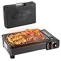 Wimdoyily Portable Gas Grill Butane Stove, Propane Grill Portable,Portable Tabletop bbq Grill,Korean bbq Grill for Outdoor Cooking Camping Cooking With Carry Case(Black)