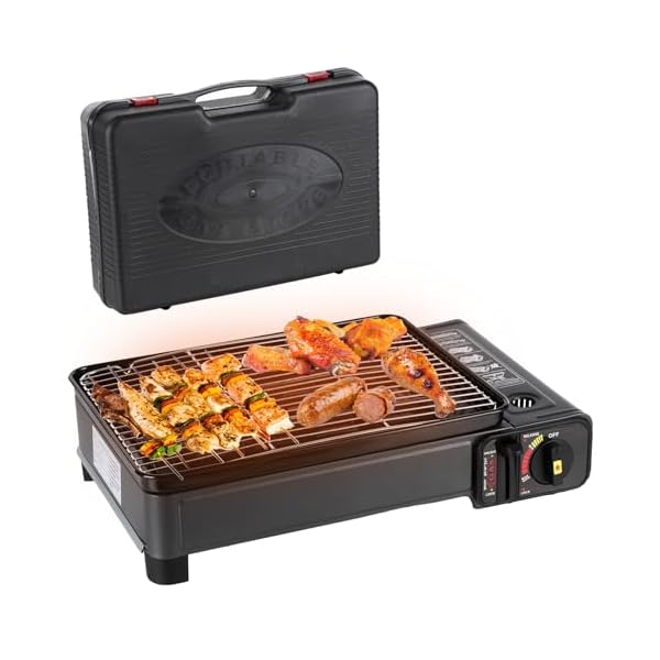 Wimdoyily Portable Gas Grill Butane Stove, Propane Grill Portable,Portable Tabletop bbq Grill,Korean bbq Grill for Outdoor Cooking Camping Cooking With Carry Case(Black)