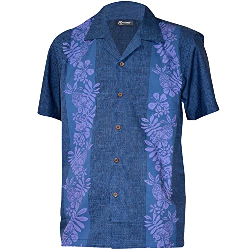 Favant Hawaiian Shirts - Pineapple Panel Comfortable Hawaiian Beach Shirt for Men. Lightweight Quick Dry Mens Hawaiian Shirts (Navy, 3XL)