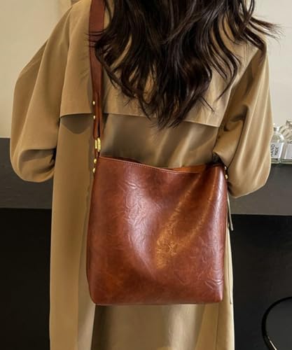 Women's Bucket Shoulder Tote Bags Fashion Large Top Handle Satchel Handbags PU Leather Crossbody Purses 2pcs3