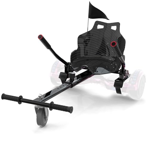 Go-Kart Compatible con 6.5' 8' 10' Self Balancing Scooter Hoverboard, Asiento Go-Kart, Longitud Ajustable con Bandera
