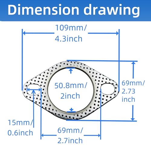 Image of 2-Pack Flat Exhaust Donut Muffler Gasket Durable Flange Seal Ring, 2-Bolt Automotive Replacement Parts (2inches)