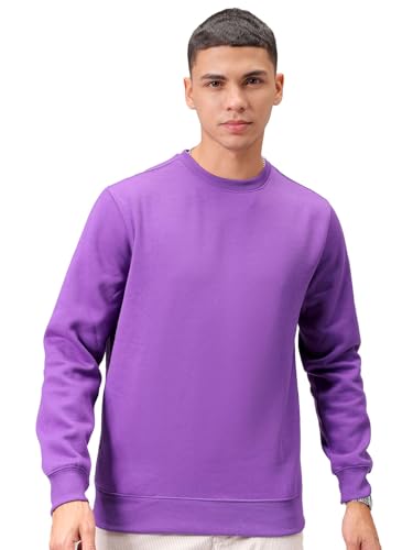 Image of The Indian Garage Co Men Regular Fit Solid Crew Neck Overhead Sweatshirt