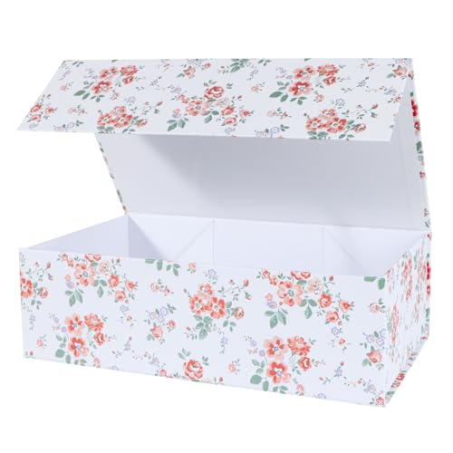 LFBOX Floral Gift Box with Magnetic Lids 13.8x8.3x4.4...
