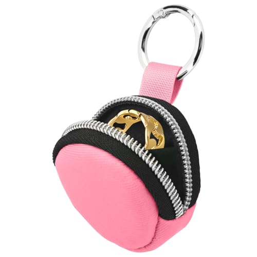 Homakover Portable Ring Organizer Case with Keychain, Traveling Ring Holder Storage Bag, Anti-Lost Keychain Container for Smart Rings, Jewelry (1, Pink)