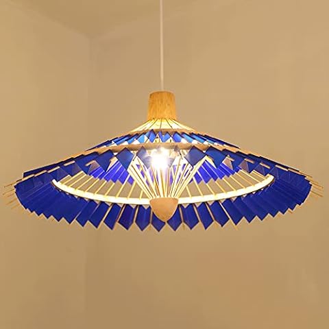 CHENKUI Bamboo Art Chandelier Japanese Umbrella Pendant Lamp Fixture Color Parchment Lampshade Lighting Zen E27 Lamp Holder Hotel Lamp Adjustable Drop Decoration Cover