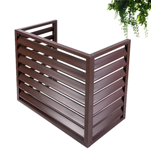 アルミエアコンとヒートポンプカバー、エアコン室外機カバー,エアコンカバー 室外機用,室外機用ミニスプリットエアコンフェンス3パネル、エアコンを隠すフェンス、屋内と屋外に最適 (Color : Brown, Size : 110X60X80CM)