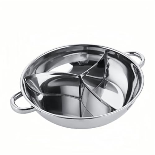 qingshenyi 両手鍋 仕切り付き 蓋つき 三槽式鍋 三食鍋 しゃぶしゃぶ鍋 3種類の味を同時に楽しめる ステンレス鋼中華火鍋 同時に調理可能 中華火鍋 卓上鍋 IH対応 一鍋多役3種類の味を同時に楽しめる 同時に調理可能 IH ガスコンロ対応 (3