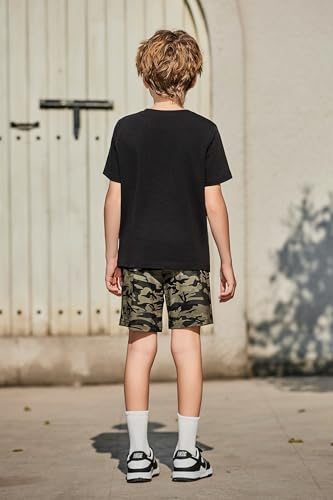 Arshiner Jungen Tshirt mit Short Set Sommer Freizeit Bekleidungssets Kurzarmshirt Zweiteiliges Farbblock-Mode Outfits für Jungen 10-11 Jahre