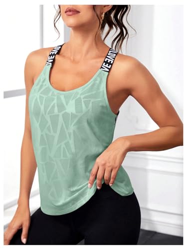OYOANGLE Women's Letter Tape Criss Cross Cut Out Workout Tank Tops Gym Sleeveless Shirts Activewear2
