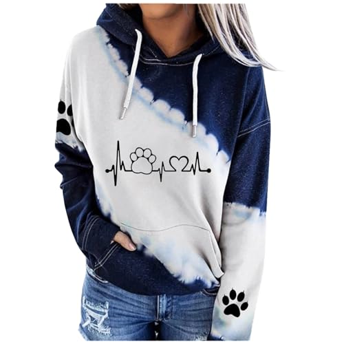 Generisch Weiße Sweatshirts Damen Dog Mom Hoodie Hund Langarmshirt Dog Mom Sweatshirts Pullover Geschenk Tops für Frauen Teenager Mädchen Jogginghose (White, M)