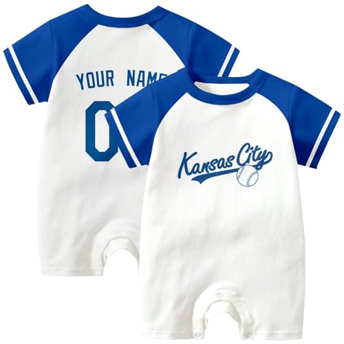 Image of KREDE Baby Clothes Unisex Bodysuit White Custom Name Number for Baby Boys
