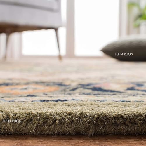 Image of 7x9 Ft Hand-Tufted Wool Rug - Classic Thick Carpet for Cozy Living Rooms & Master Bedrooms