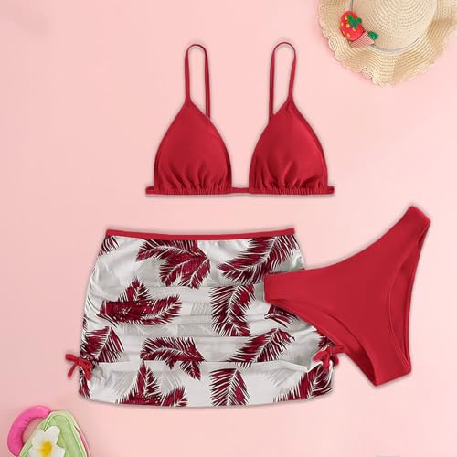 Girls 3 Piece Swimsuit for Teen Girl Floral Bikini Swimwear with Skirt Beach Tankini Swimsuits Bathing Suit4