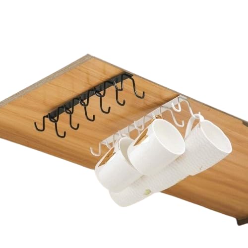 TYAGY Double-Row 12 Hooks for Kitchen Storage Rack Heavy Duty Self Adhesive Hooks, Tea & Coffee Cup/Organizer/Metal Hook/Cabinet/Cooker/Towel Holder/Use Inside Home & Office