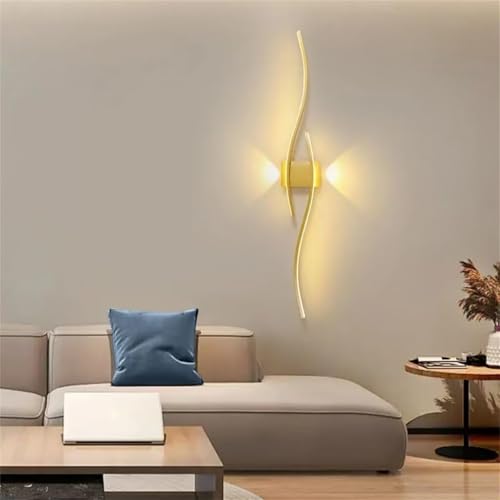 Lampada da Parete LED Moderna - Applique a Barra ondulata Ricaricabile Tramite USB, Design in Acrilico e Ferro per Soggiorno e Camera da Letto, 100 cm, Luce Nera Neutra