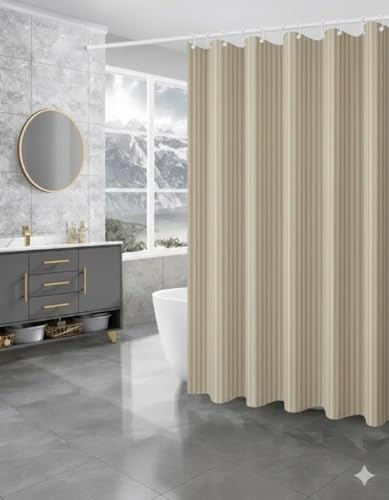 Image of CASA-NEST Waterproof Fabric Shower Curtain, Size 72x78 Inch, Single PC Packing, Hotel Quality Bathroom Curtain (Beige)