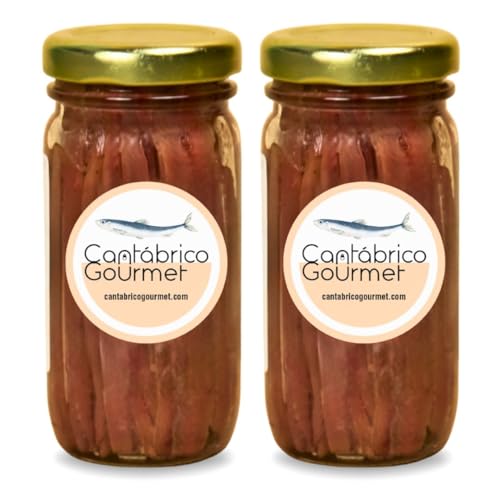 Anchoas de Santoña | Anchoas del Cantábrico en Aceite | 36-46 Filetes Artesanales Premium | Anchoa Gourmet (200gr) en tarro | Sabor Intenso Ligero en Sal | Elaborado por Casa Santoña