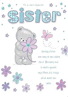Special Sister Birthday Card - Large 9 x 6.25 Inches