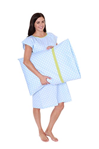 Gownies - Designer Hospital Gown Labor Kit (Small/Medium prepregnancy 0-10, Nicole Gownie with matching pillow case)