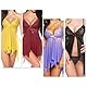 BDSMYEE Sexy Dessous Unterwäsche Reizwäsche Damen,Sexy Outfit für Damen,Tiefer V-Ausschnitt Öffnen Zurück Spitze Lingerie Nachtwäsche Frauen Strapsen Dessous Set (Lila, XXL)