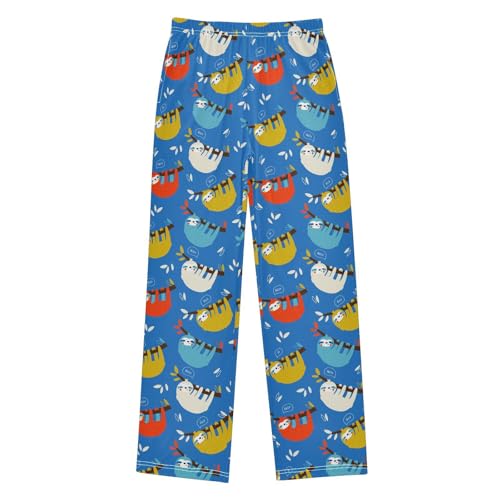 ZZXXB Sloth Colorful Print Boys Long Pants Soft Trousers Elastic Waist Kids Lounge Bottoms with Pockets S-XL