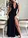 Ekaliy Womens Sexy Halter Deep V Neck Maxi Dress Sleeveless Backless Split Long Dress Black M