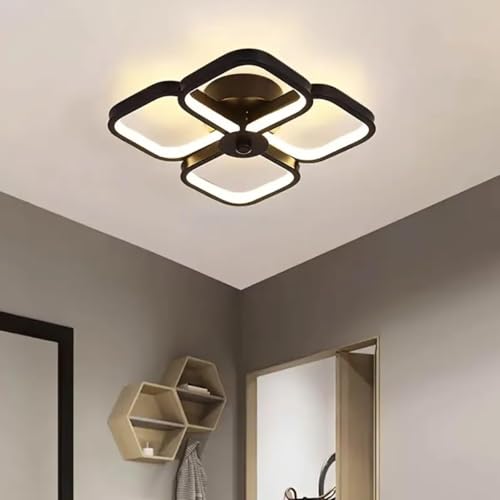 Image of Modern Dimmable LED Ceiling Light | Flush Mount Black Fixture with 3 Color Modes | Adjustable Brightness for Bedroom, Living Room & Dining Room (Ceiling Light (808))