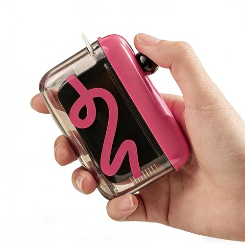 Image of Automatic Floss Dispenser Portable Dental Floss Holder Can Hold 50 Floss Picks - Hygienic Press and Pop Floss Dispenser Case - Refillable Travel Floss Case for Pocket, Purse and Car - Black Pink