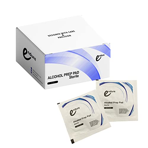 Endure Alcohol Prep Pad Sterile, Medium, Individually Wrapped Alcohol Swabs, Ideal for Medical & First Aid Kits, 20 boxes of 200