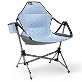 BusyBee Hammock Camping Chairs for Kids, Folding Kids Chair with Stand, Child Camping Gear, Hammock Swing Chair with Cup Holder & Carrying Bag for Outdoor, Lawn, Hiking, Indoor, Supports 125 LBS, Blue