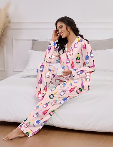 Image of SHESHOW Satin Pajamas for Women Set Long Sleeve Button Down Sleepwear 2 Piece Nightwear Women Pjs Sets Size XS-XXL