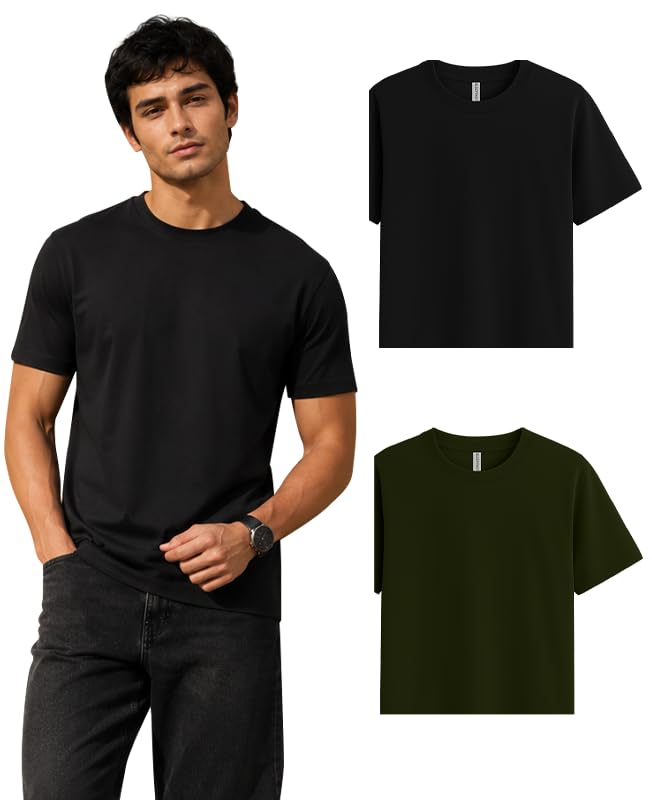 Image of Sleepynuts Men's Everyday Wear Crew Neck Regular Fit T-Shirt | Half Sleeve Solid Plain Casual T-Shirt for Men | Soft Breathable Fabric |