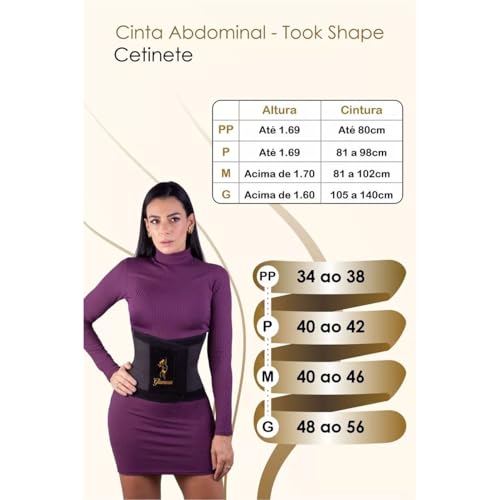 Cinta Modeladora Abdominal Ajustável Took Shape (Preto, P)