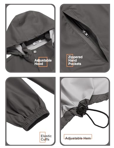 COOFANDY Men's Rain Jacket Waterproof Packable Raincoat Lightweight Windbreaker with Hood for Hiking Cycling4