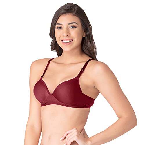 Image of Komli - Heavily Padded Push-Up Bra - Cotton Rich - Balconette - 3 /4th Coverage, Seamless, Wireless, Multiway Straps - T-Shirt Bra