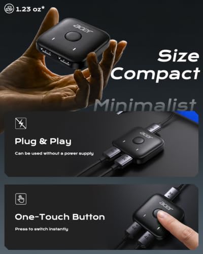 Acer HDMI Switch 2 in 1 Out, 4K60Hz Bidirectional 1 in 2 Out Video Switcher - image 7