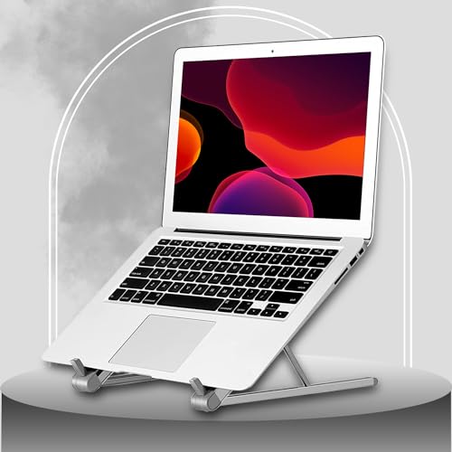 Image of URBAN KINGS Laptop Stand Cooler Desktop Aluminum Laptop Cooling pad for Adjustable Foldable Laptop Stand (Silver)