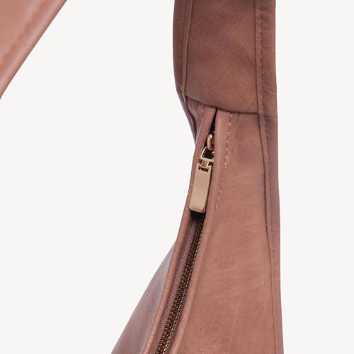 Image of NEWBELLA Hobo Purse, PU Leather Shoulder Bag, Tote Handbag for Work and Travel (Deep Pink)