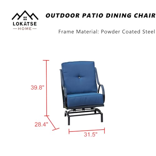 Image of LOKATSE HOME Outdoor 2 Piece Patio Chairs Dining Bistro Conversation Set Metal Frame Furniture with Cushion