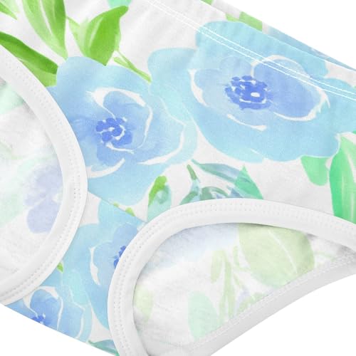 Delicate Watercolor Blue Flowers Panties for Girl Toddler Girls Underwear Cotton Animal Briefs Underpants 2t4