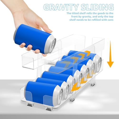 HJJWNDDNG 2Pcs Soda Can Organizer & Soda Can Dispenser for Pantry or Refrigerator, 2 Tiers Width Expandable Beverage Dispenser Rack Holder, Drink Organizer(transparent color,2)