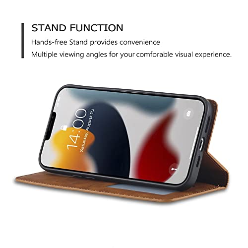 Etui pour iPhone 14 en cuir premium marron au design elegant - 3