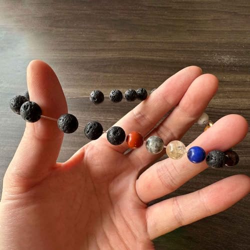 Fashion Galaxy Planet Saturn Lava Rock Stone Bracelet4