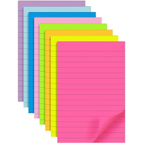 8 Colourful Lined Sticky Notes Pads Cover