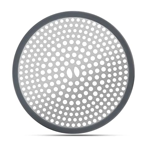 FOXAS 4.53 inch Shower Drain Cover, Tub Hair Catcher, Stainless Steel Sink Strainer, Large Drain Protector, with Anti-Slip Silicone Edge Cover