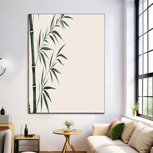 Laminas Decorativas Pared Textura De Planta Natural Para Cuadros Decoracion Salon - Bambú Simple Patrón De Hojas Posters Para Pareds Cuadros Decorativos Decoracion Pared - 30×40 cm - Beige Claro