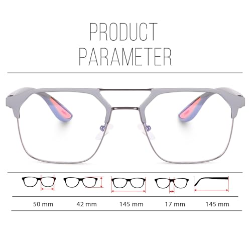 Image of Eyeglasses Square Spectacles Clear Anti Blue Ray Blocking BlueCut Anti Glare Reduce zero Power Mobile computer Laptop Gaming protection For Men & Women (Free Size)