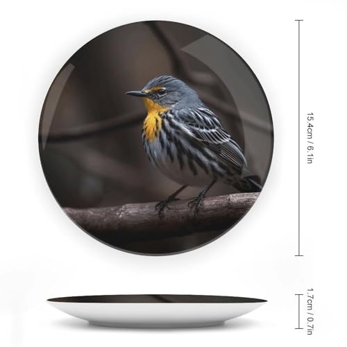 Plato decorativo Bird Sitting on Branch de porcelana 6 in miniatura 2